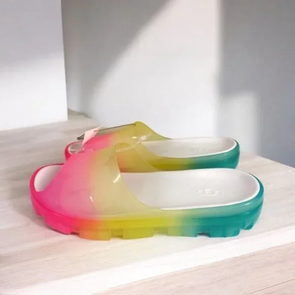 NWT UGG Jella Clear Watercolor Slide Sandals Multicolor Size 10 - Picture 10 of 15